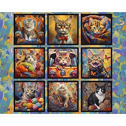 Multi - Purrfectly Playful 36in Panel